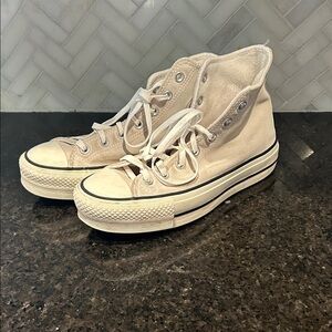 Converse all stars canvas high top sneakers size 7.5 light gray